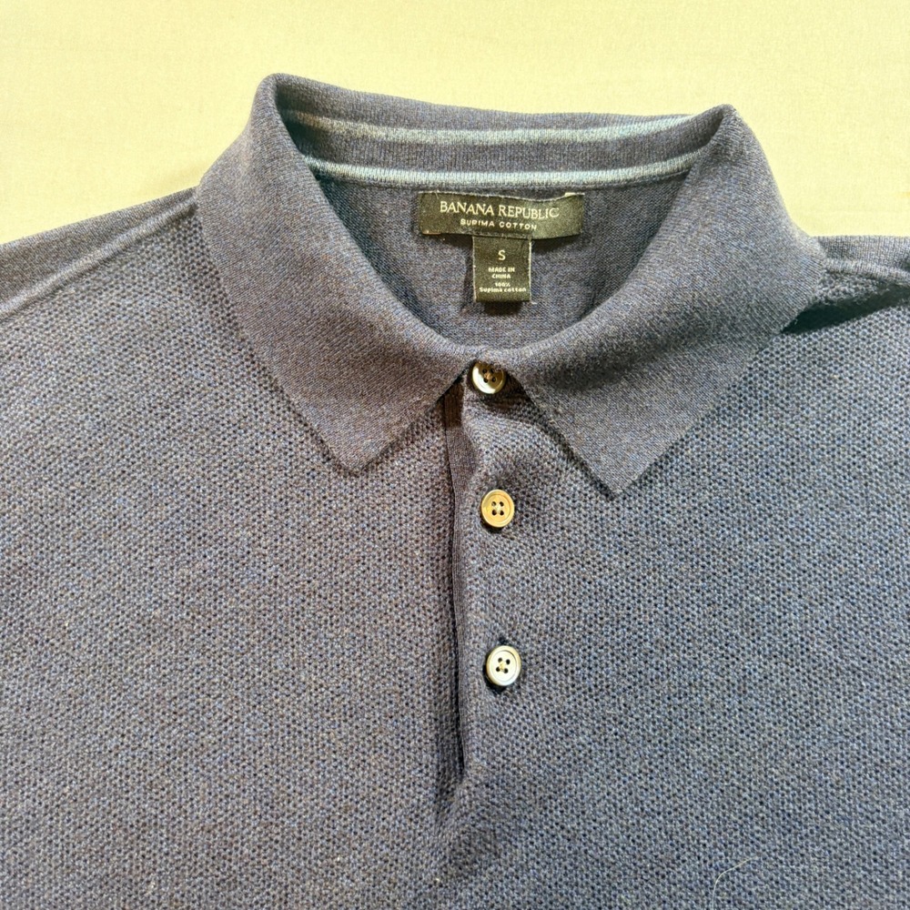Banana Republic Polo Shirt Mens Small Navy Blue Supima Cotton Knit Short Sleeve